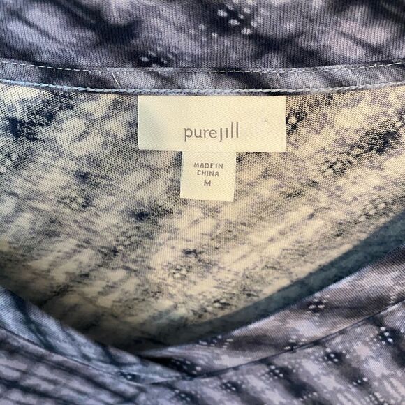 J. Jill Sz M Blue Light Tie-Dye Pattern Slouchy Relaxed Fit Long Sleeve Top - Picture 4 of 7